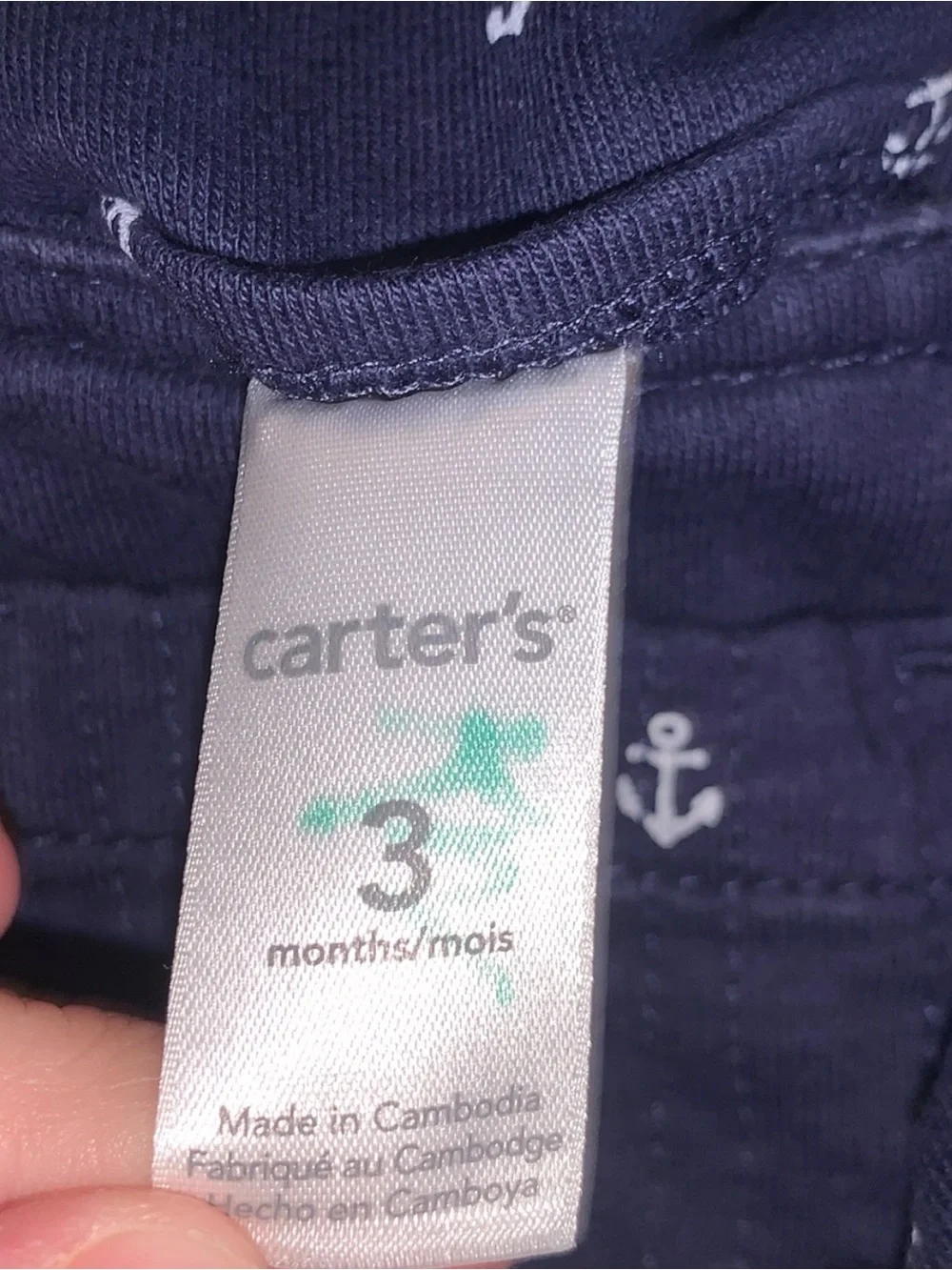 Carters Baby Boy 3 months Anchor Print Short Overalls